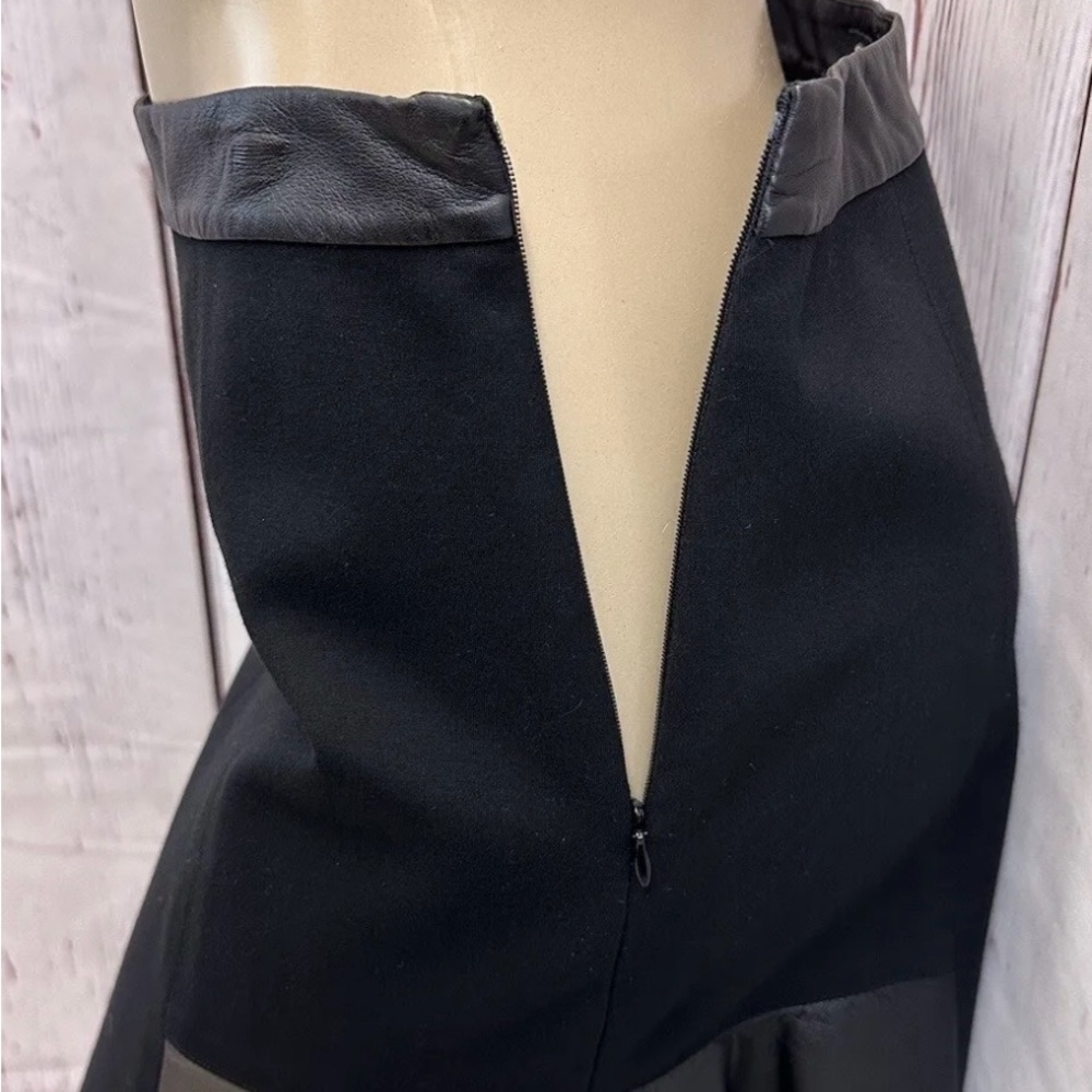Club Monaco black skirt with lamb leather accents.